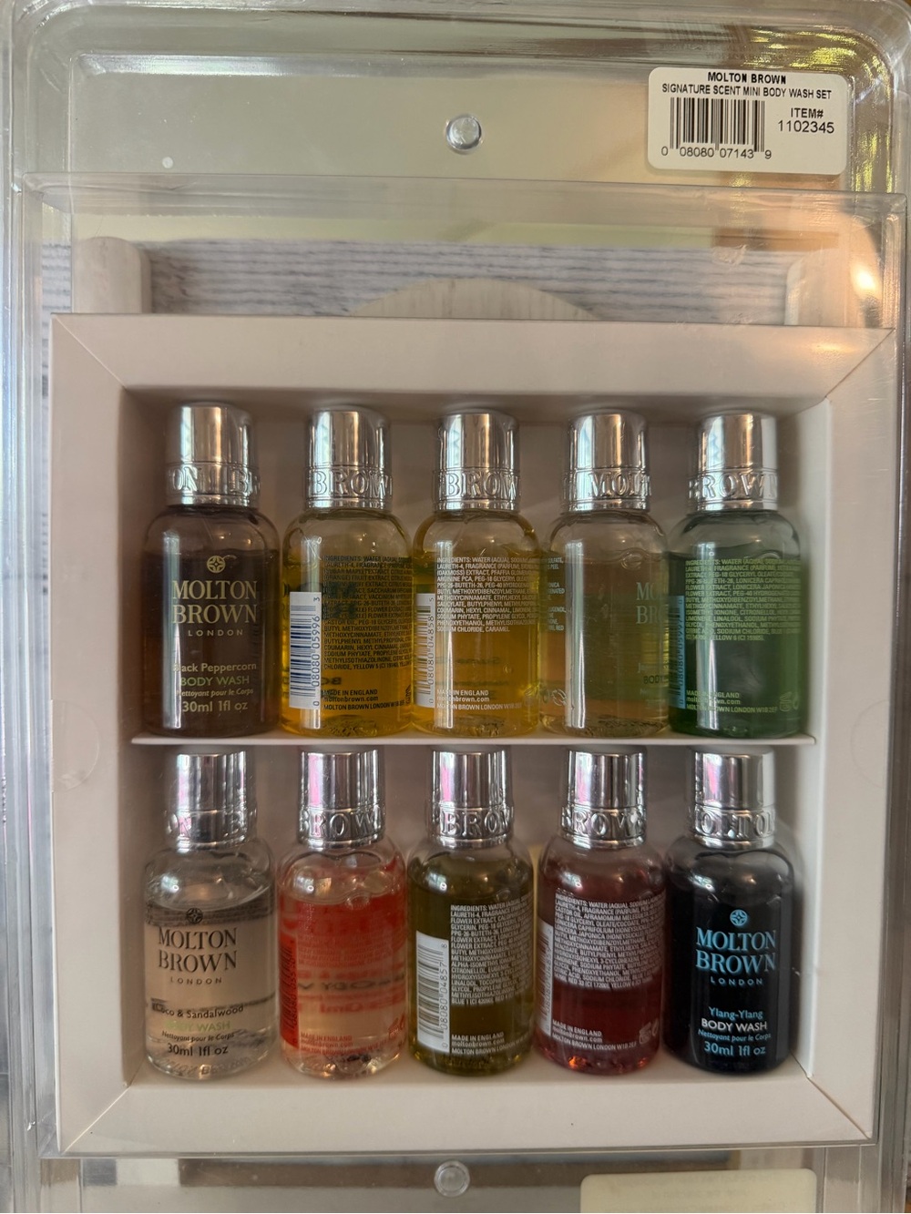 Molton Brown LONDON VIA THE WORLD 10pc MINI Body Wash Gel Collection 1oz Bottles